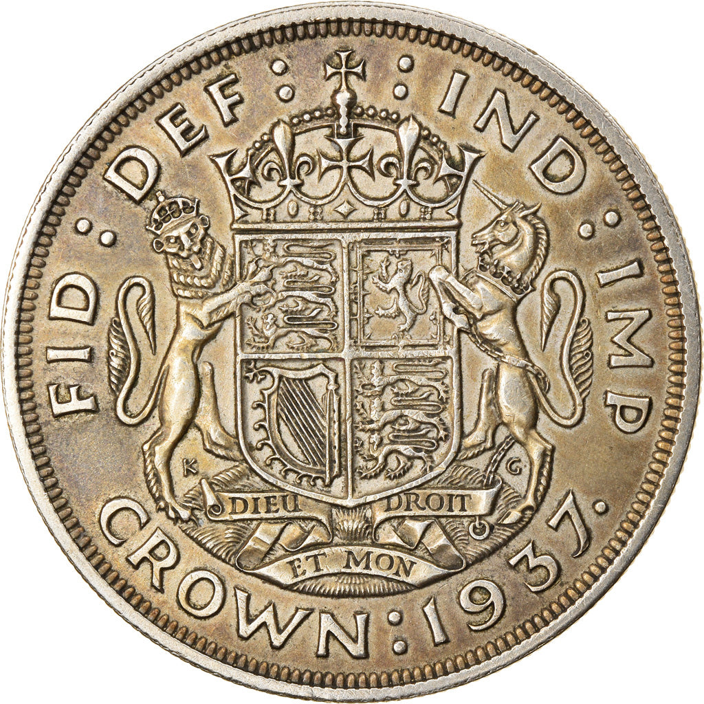 Coin, Great Britain, George VI, Crown, 1937, EF(40-45), Silver, KM:857