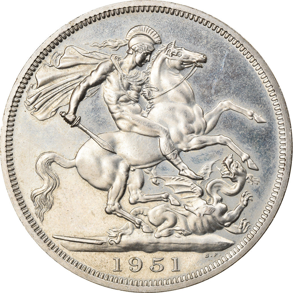 Coin, Great Britain, George VI, Crown, 1951, AU(55-58), Copper-nickel, KM:880