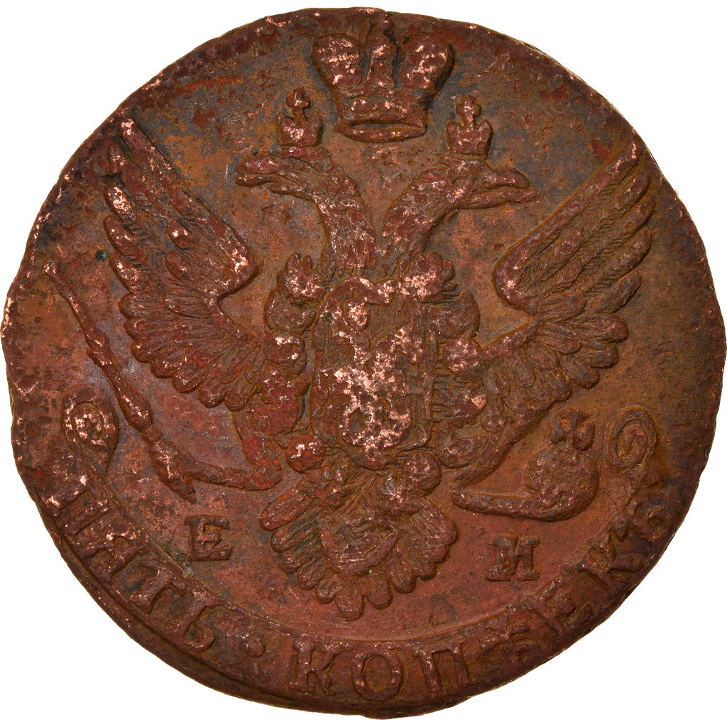 Munten, Rusland, Catherine II, 5 Kopeks, 1788, Ekaterinbourg, ZF, Koper, KM:59.3
