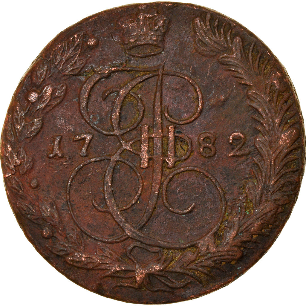 Coin, Russia, Catherine II, 5 Kopeks, 1782, Ekaterinbourg, AU(50-53), Copper