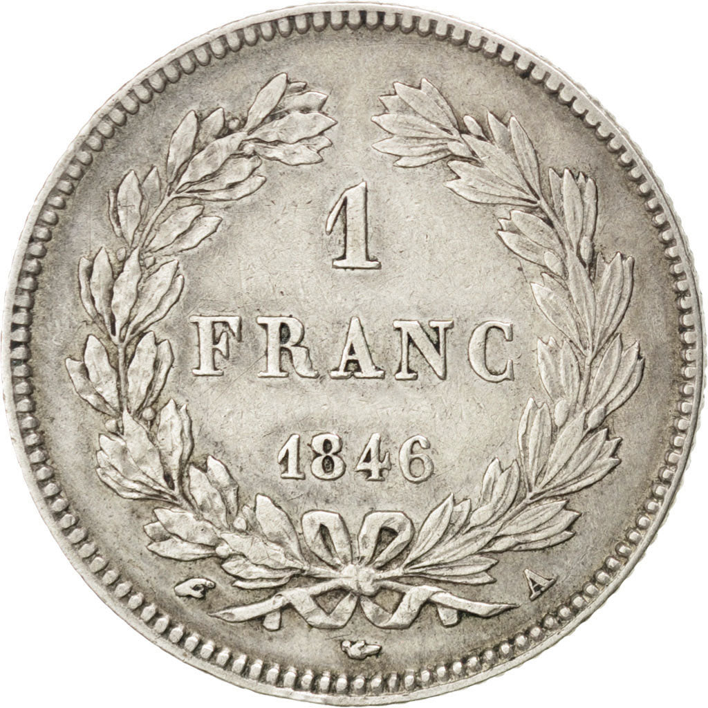FRANCE, Louis-Philippe, Franc, 1846, Paris, KM #748.1, AU(50-53), Silver,...