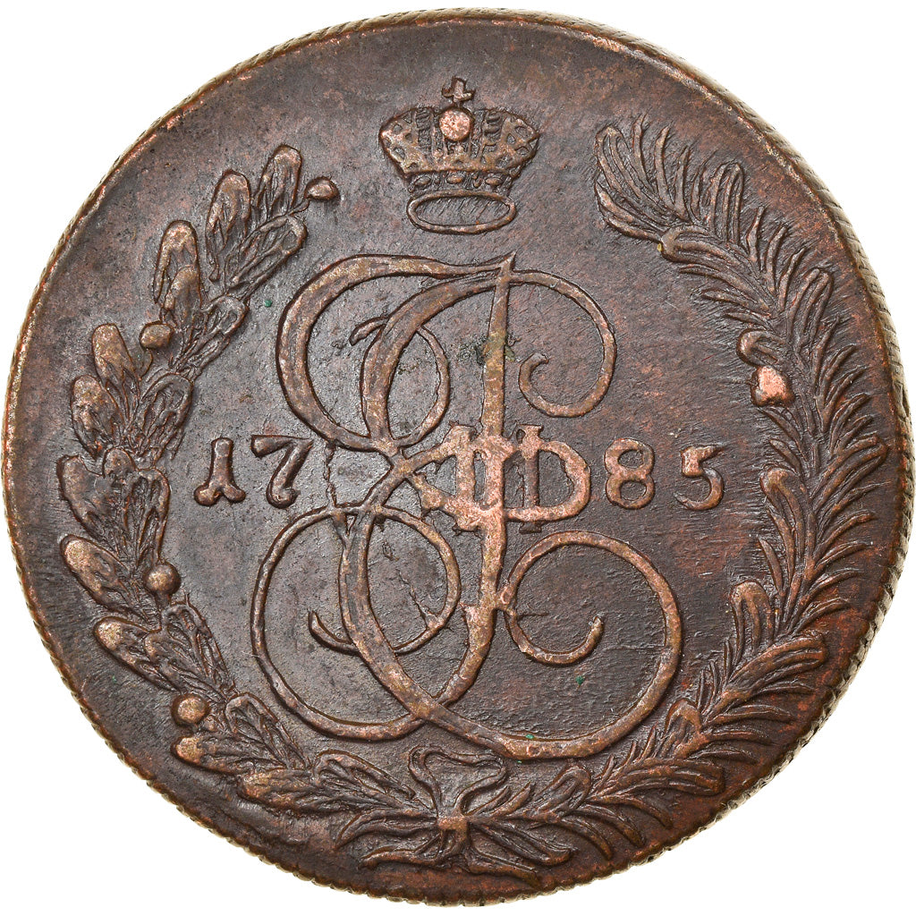 Münze, Russland, Catherine II, 5 Kopeks, 1785, Suzun, SS+, Kupfer, KM:59.3