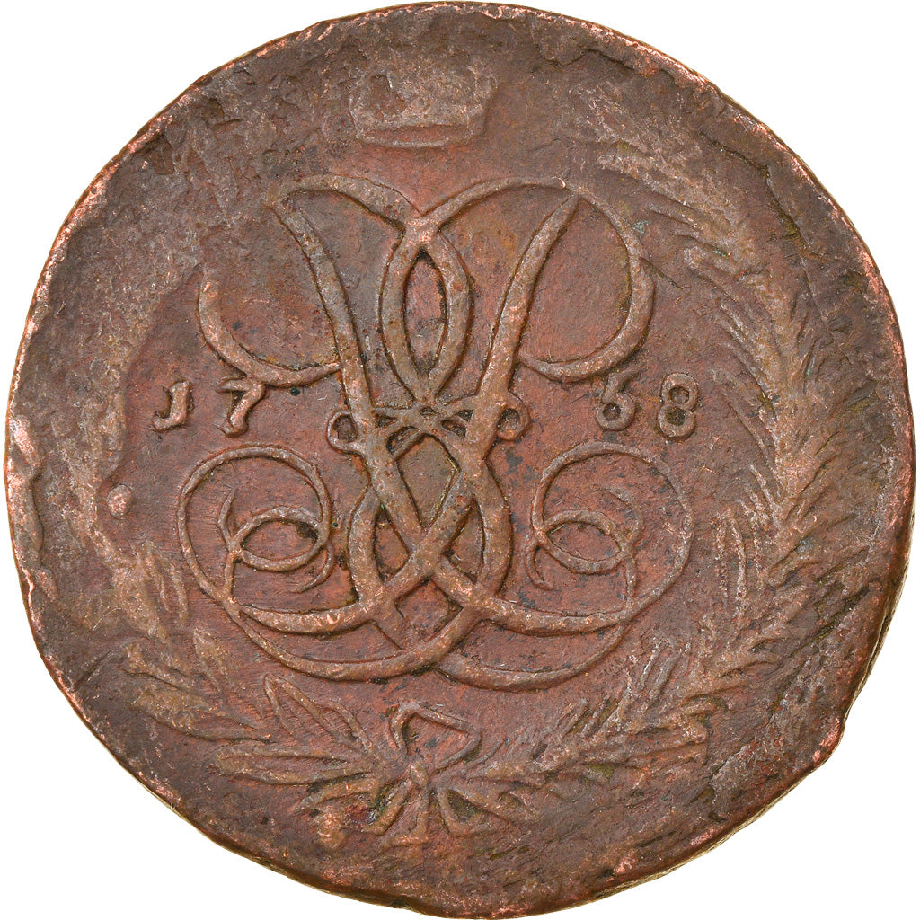 Moeda, Rússia, Elizabeth, 5 Kopeks, 1758, VF(30-35), Cobre, KM:9.1