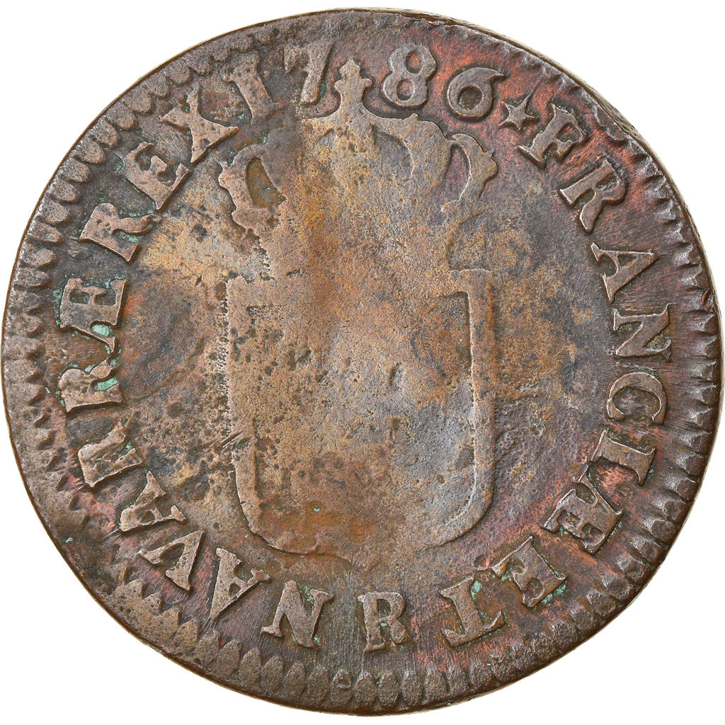 Monnaie, France, Louis XVI, Sol à l'Ecu, 1786, Orléans, TB+, Cuivre
