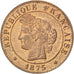 Moneta, Francja, Cérès, Centime, 1875, Bordeaux, MS(63), Bronze, KM:826.2