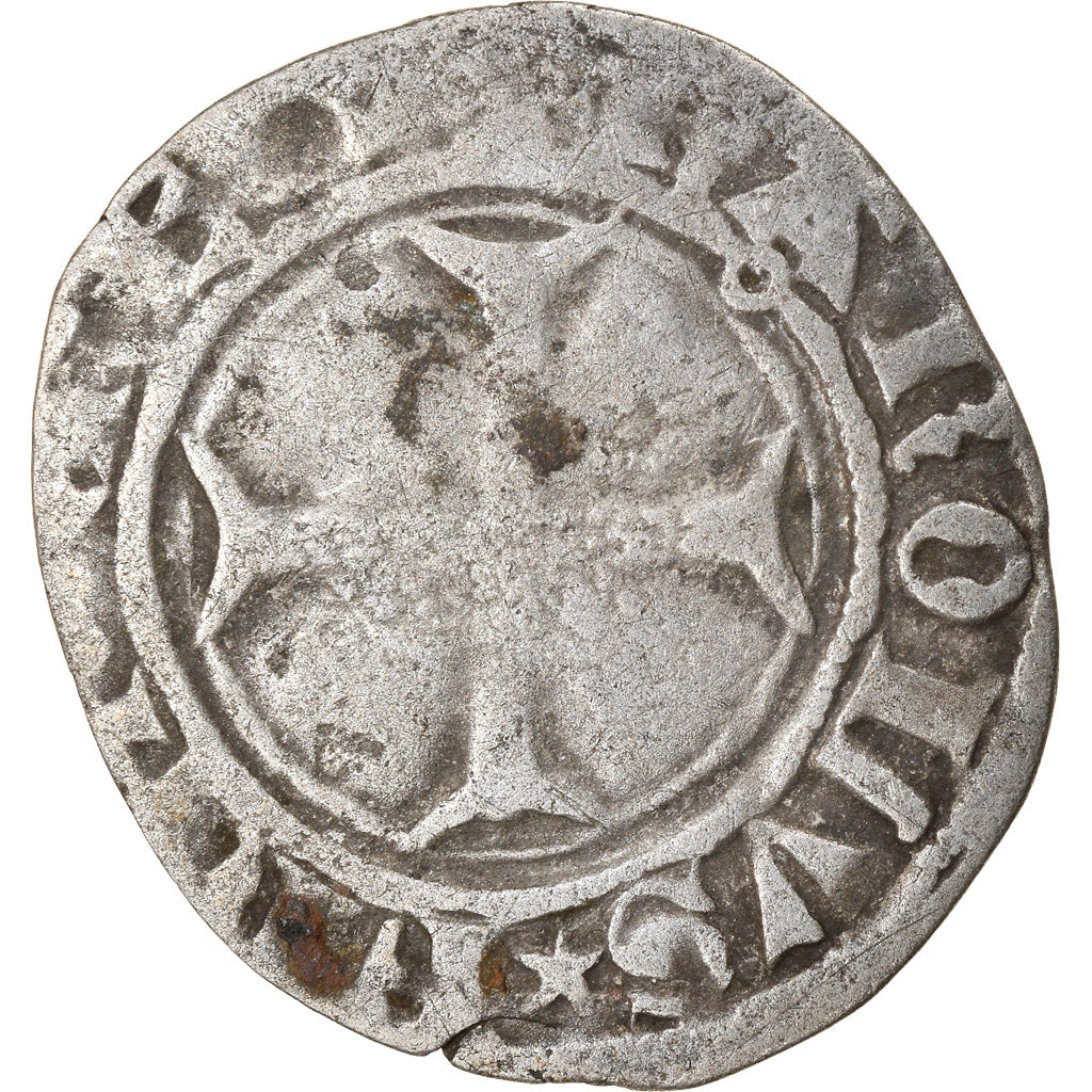 Monnaie, France, Dauphiné, Charles VII, Denier ou Petit Blanc, Romans, TB+