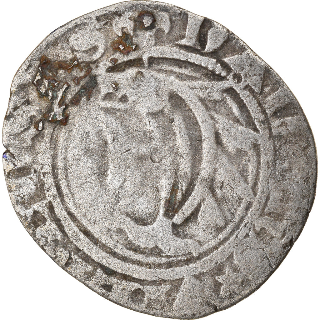 Monnaie, France, Dauphiné, Charles VII, Denier ou Petit Blanc, Romans, TB+