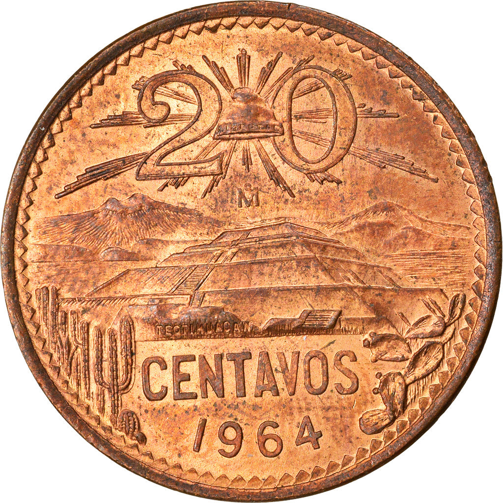 Monnaie, Mexique, 20 Centavos, 1964, Mexico City, SUP, Bronze, KM:440