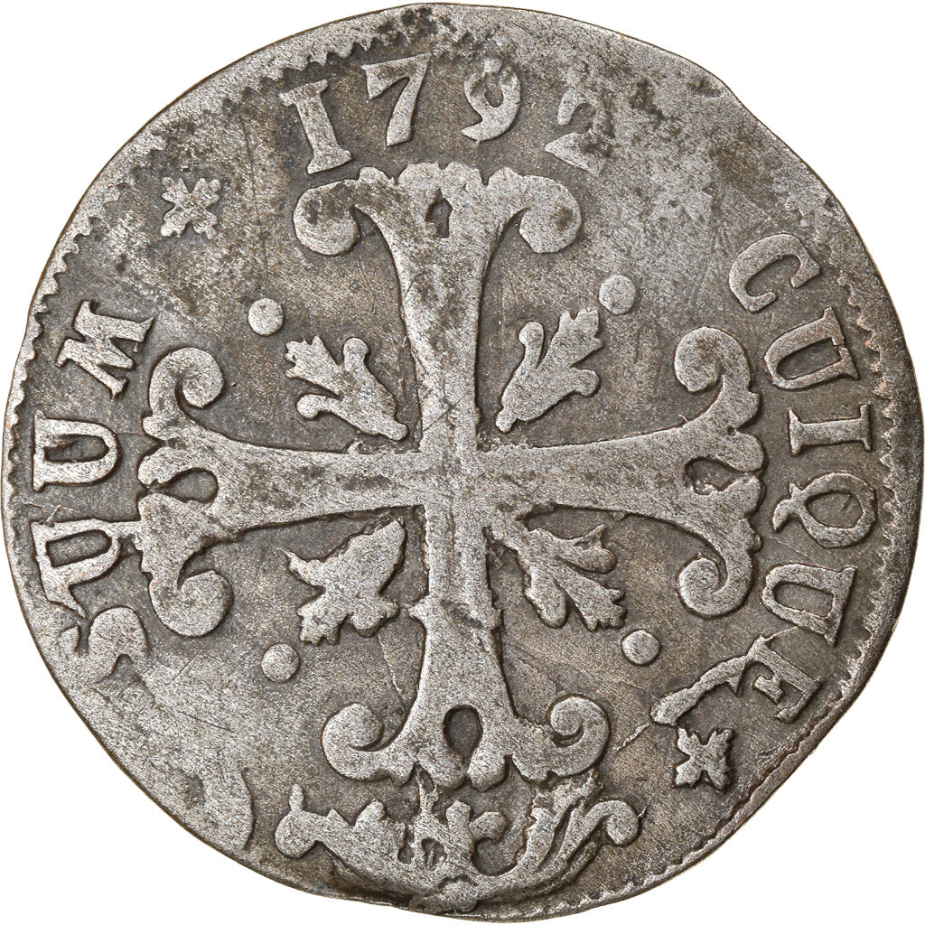 Coin, SWISS CANTONS, NEUCHATEL, 1/2 Batzen, 1792, Neuenburg, VF(30-35), Billon