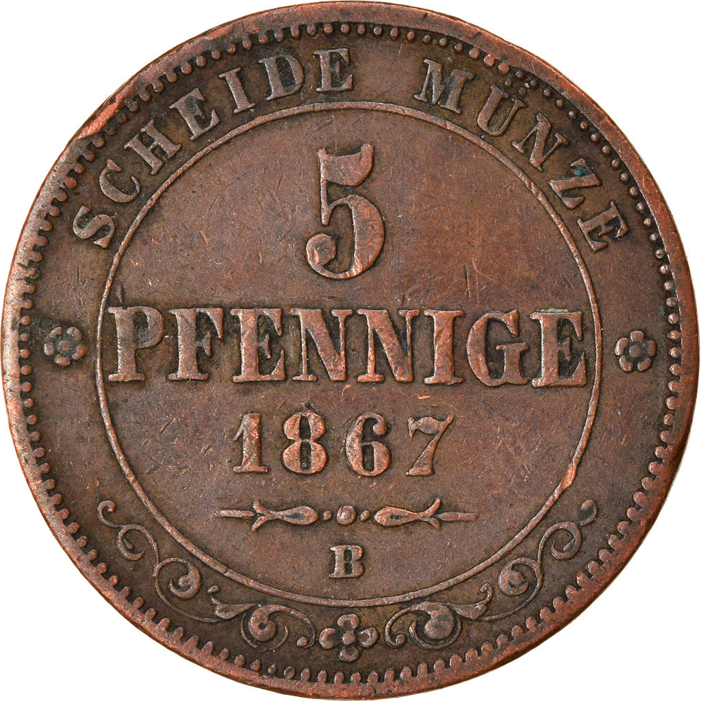 Moneta, Stati tedeschi, SAXONY-ALBERTINE, Johann, 5 Pfennig, 1867, Dresden, BB