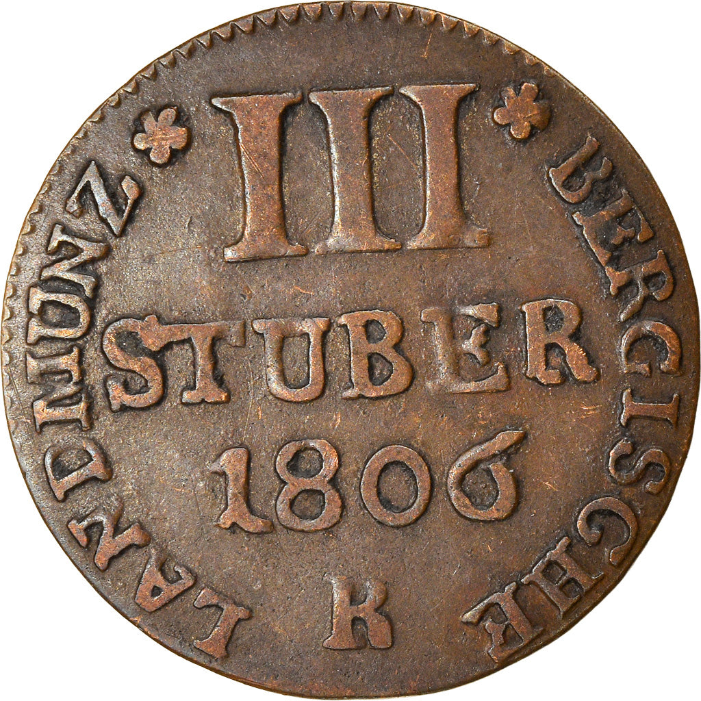 Coin, German States, BERG, Maximilian IV Joseph, 3 Stüber, 1806, EF(40-45)