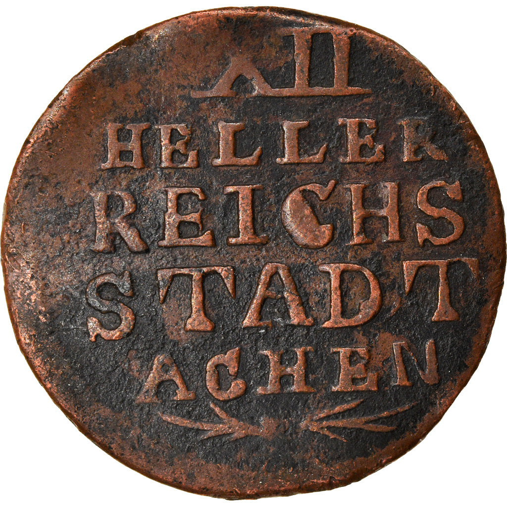 Coin, German States, AACHEN, 12 Heller, 1792, VF(20-25), Copper, KM:51