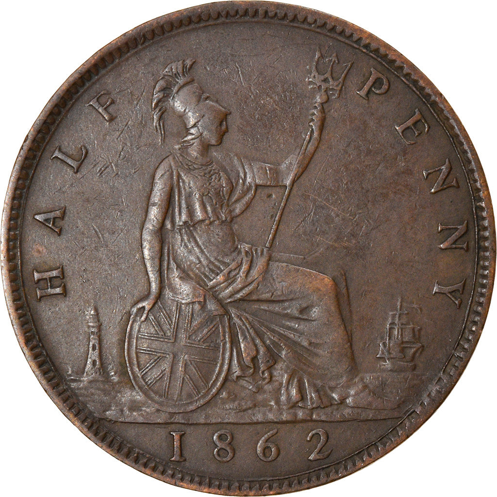 Monnaie, Grande-Bretagne, Victoria, 1/2 Penny, 1862, TTB, Bronze, KM:748.2
