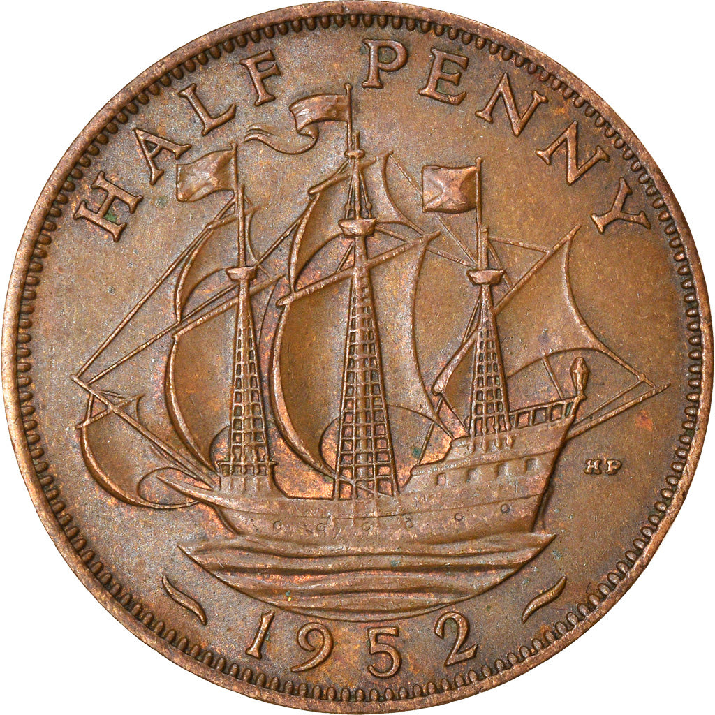Monnaie, Grande-Bretagne, George VI, 1/2 Penny, 1952, TTB+, Bronze, KM:868