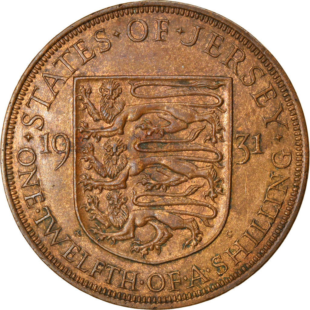 Coin, Jersey, George V, 1/12 Shilling, 1931, EF(40-45), Bronze, KM:16