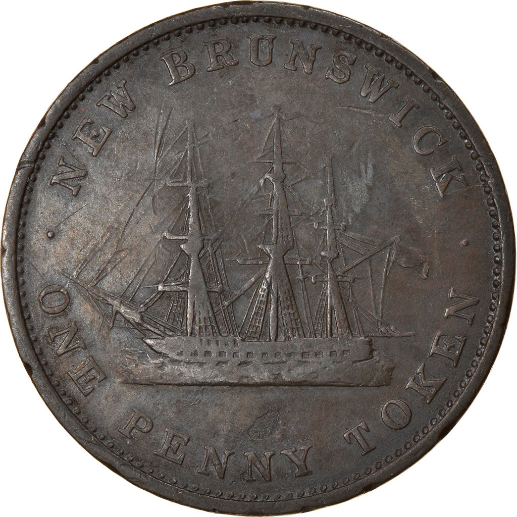 Munten, NIEUW BRUNSWIJK, 1 Penny Token, 1843, Royal Canadian Mint, Ottawa, FR+