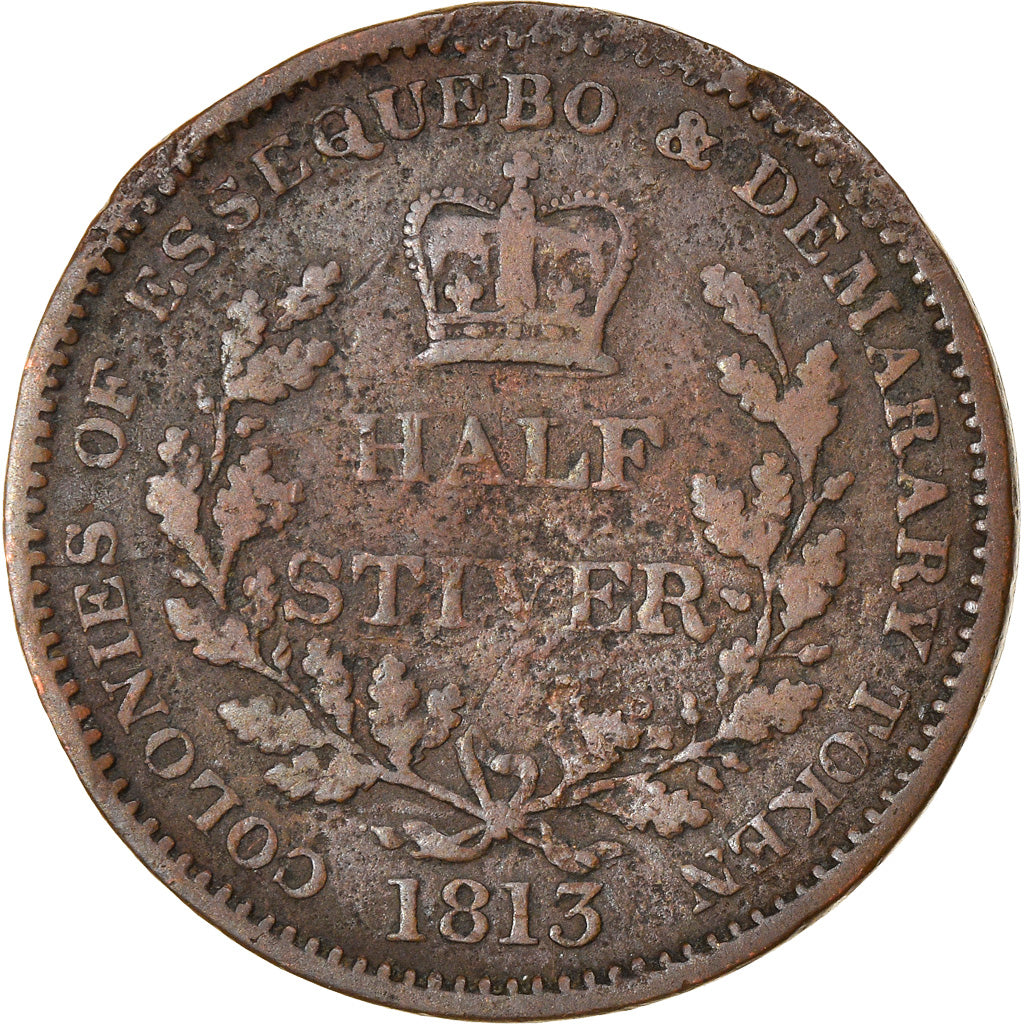 Coin, Guyana, George III, 1/2 Stiver, 1813, VF(20-25), Copper, KM:9