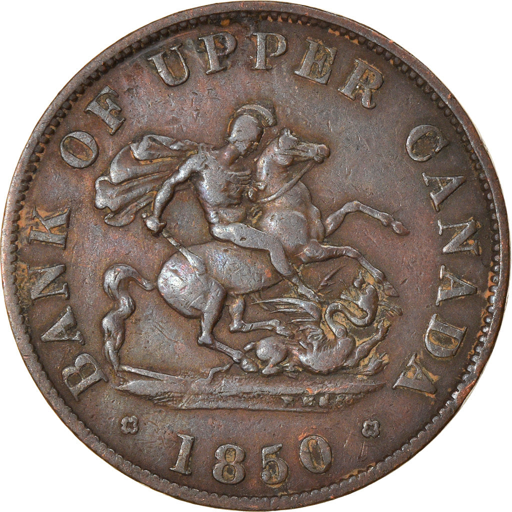 Coin, Canada, UPPER CANADA, 1/2 Penny, 1850, VF(30-35), Copper, KM:Tn2