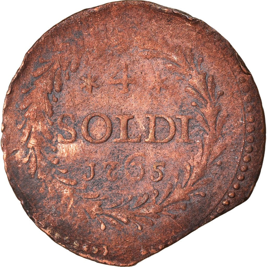 Moneta, STATI ITALIANI, CORSICA, General Pasquale Paoli, 4 Soldi, 1765, Murato