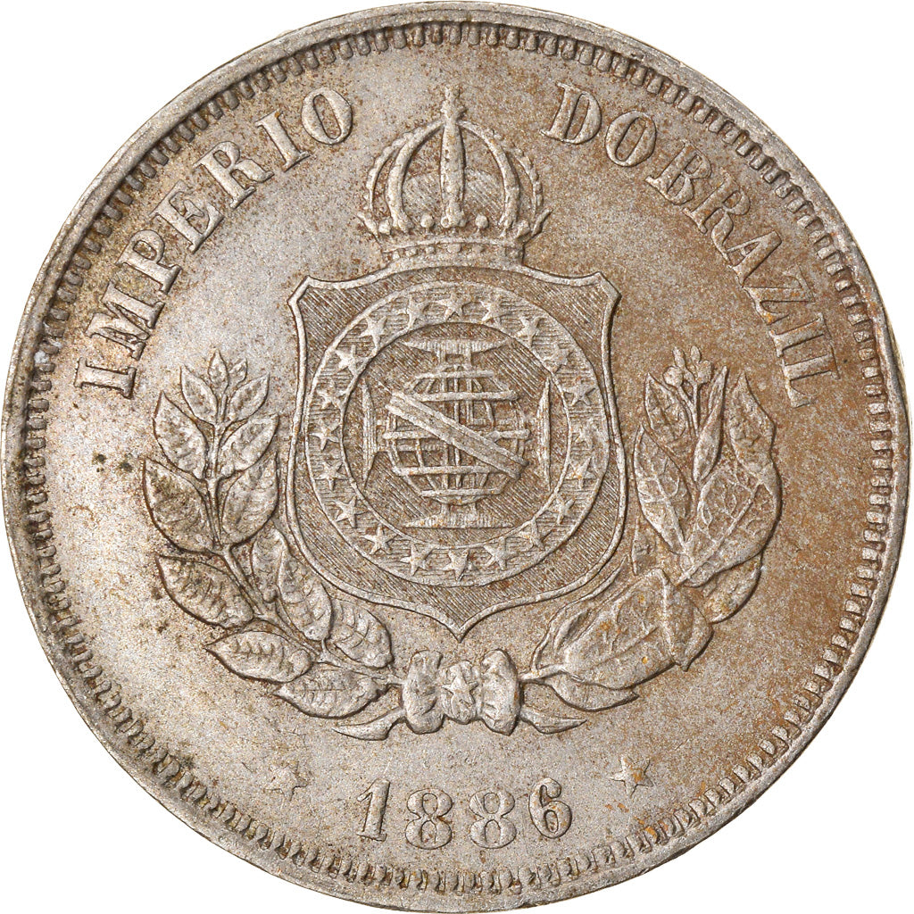 Coin, Brazil, Pedro II, 50 Reis, 1886, EF(40-45), Copper-nickel, KM:482