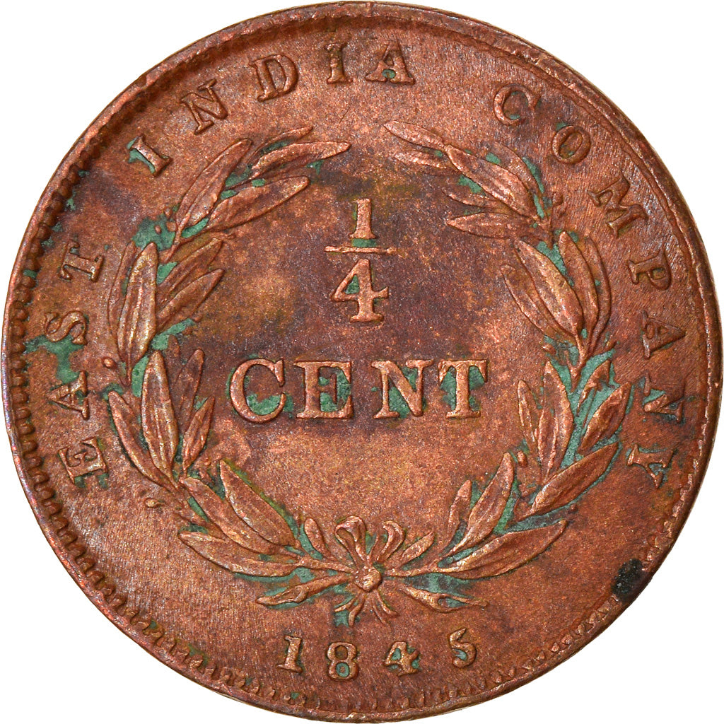 Coin, Straits Settlements, Victoria, 1/4 Cent, 1845, EF(40-45), Copper, KM:1