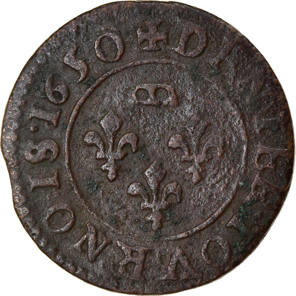 Coin, France, DOMBES, Gaston d'Orléans, Denier Tournois, 1650, Trévoux