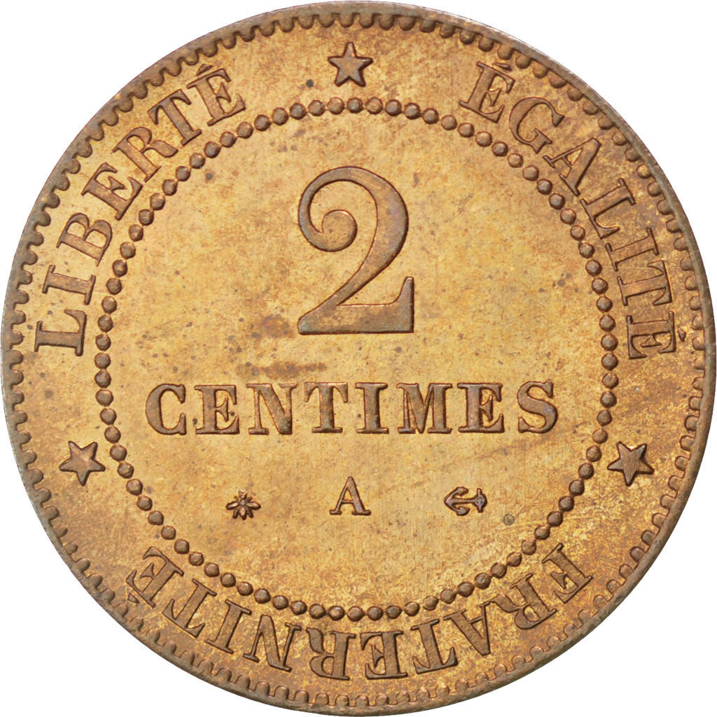 Coin, France, Cérès, 2 Centimes, 1879, Paris, MS(63), Bronze, KM:827.1