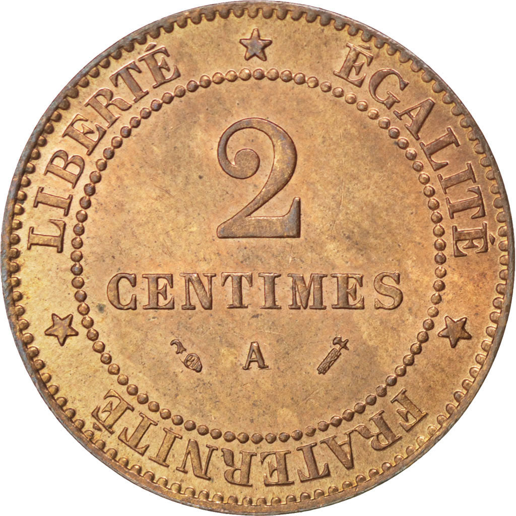 Coin, France, Cérès, 2 Centimes, 1885, Paris, MS(63), Bronze, KM:827.1