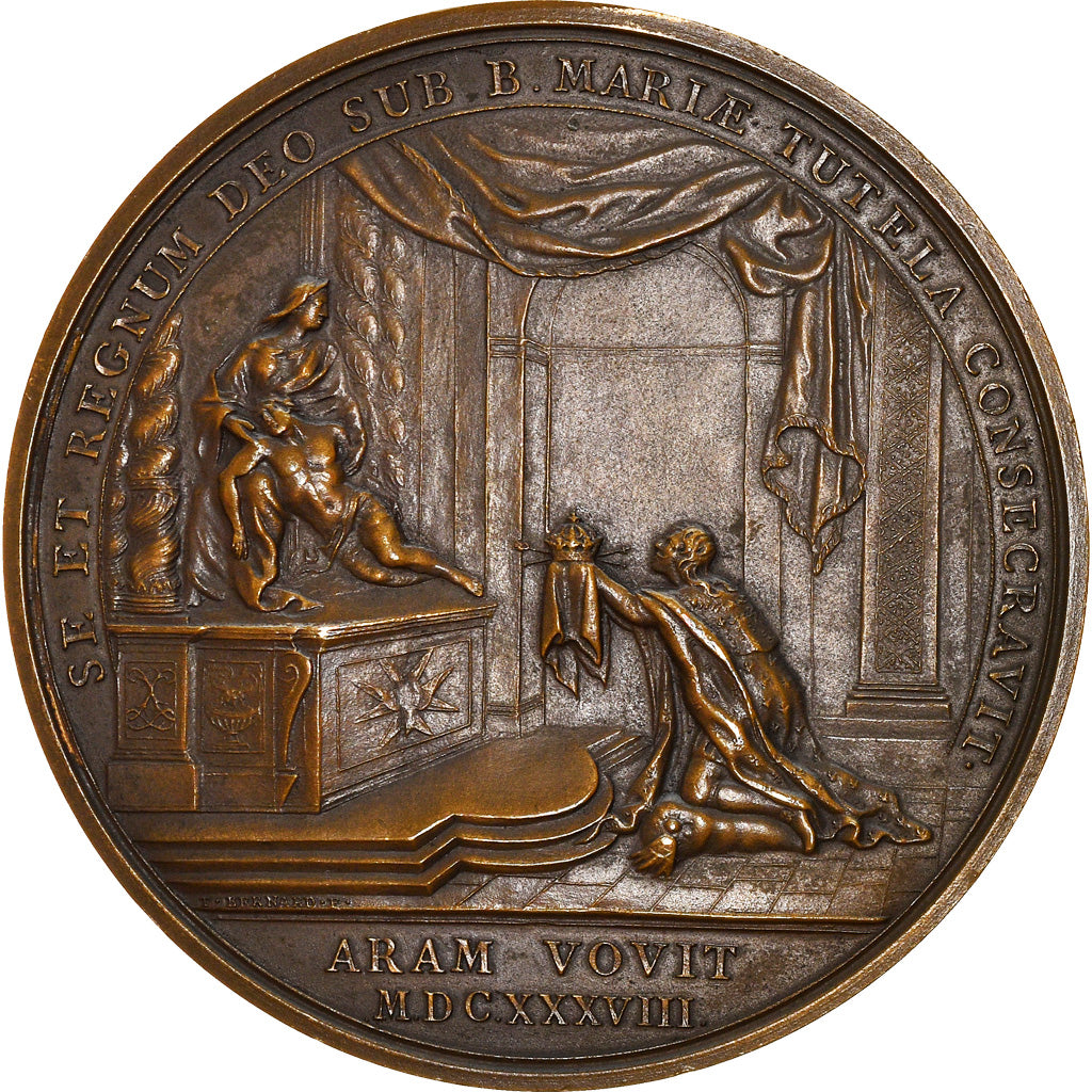 Francia, medaglia, Louis XIII, Royaume protégé par la Vierge, History, 1638