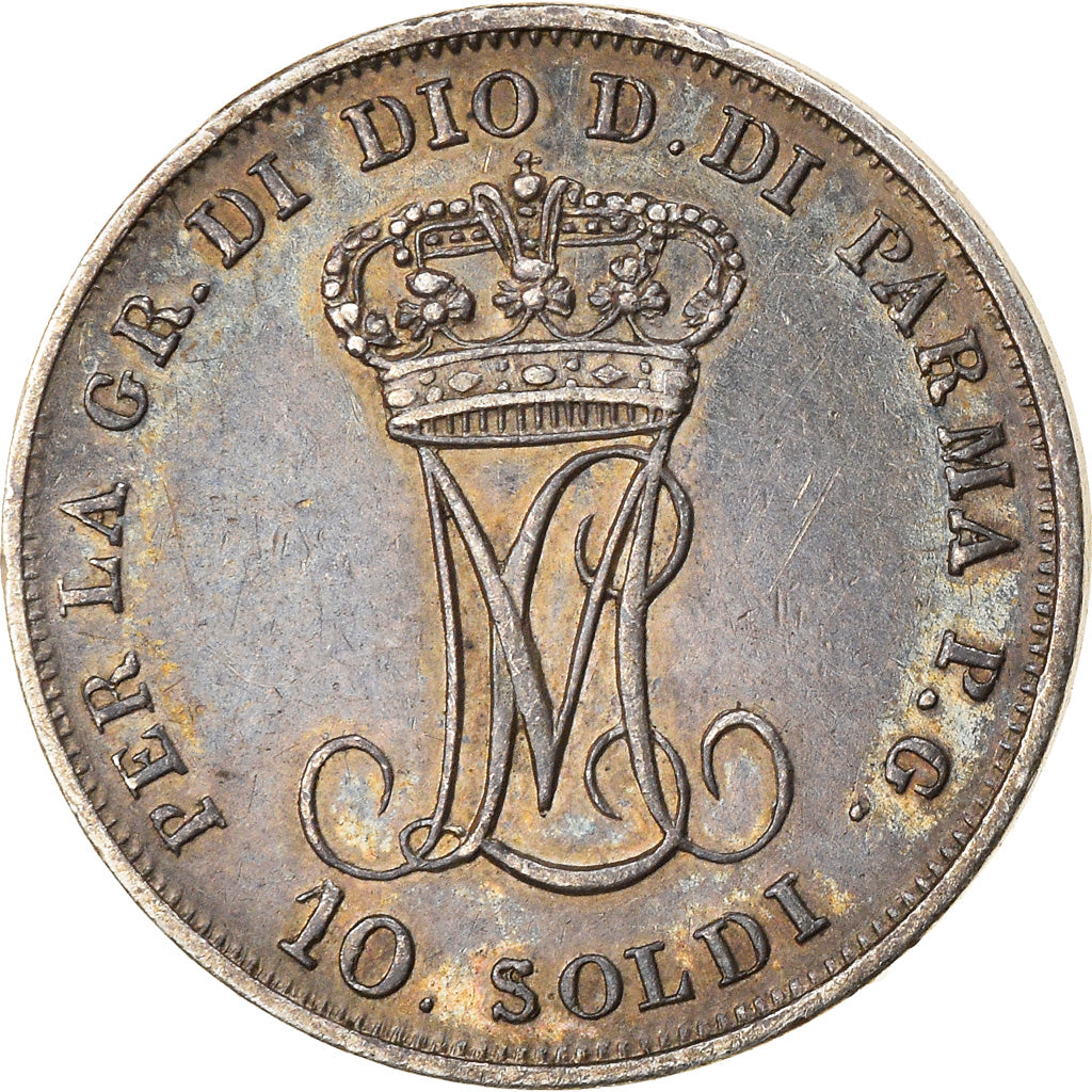 Coin, ITALIAN STATES, PARMA, Maria Luigia, 10 Soldi, 1815, Milan, EF(40-45)