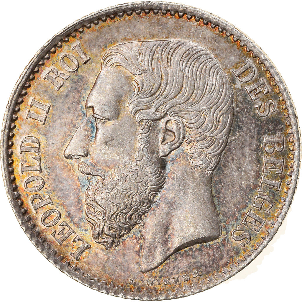 Coin, Belgium, Leopold II, Franc, 1866, MS(60-62), Silver, KM:28.1