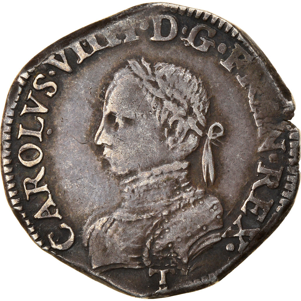 Monnaie, France, Charles IX, 1/2 Teston, 1563, Nantes, Très rare, TTB, Argent