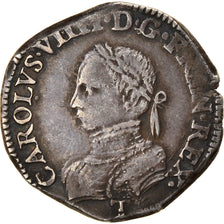 Monnaie, France, Charles IX, 1/2 Teston, 1563, Nantes, Très rare, TTB, Argent