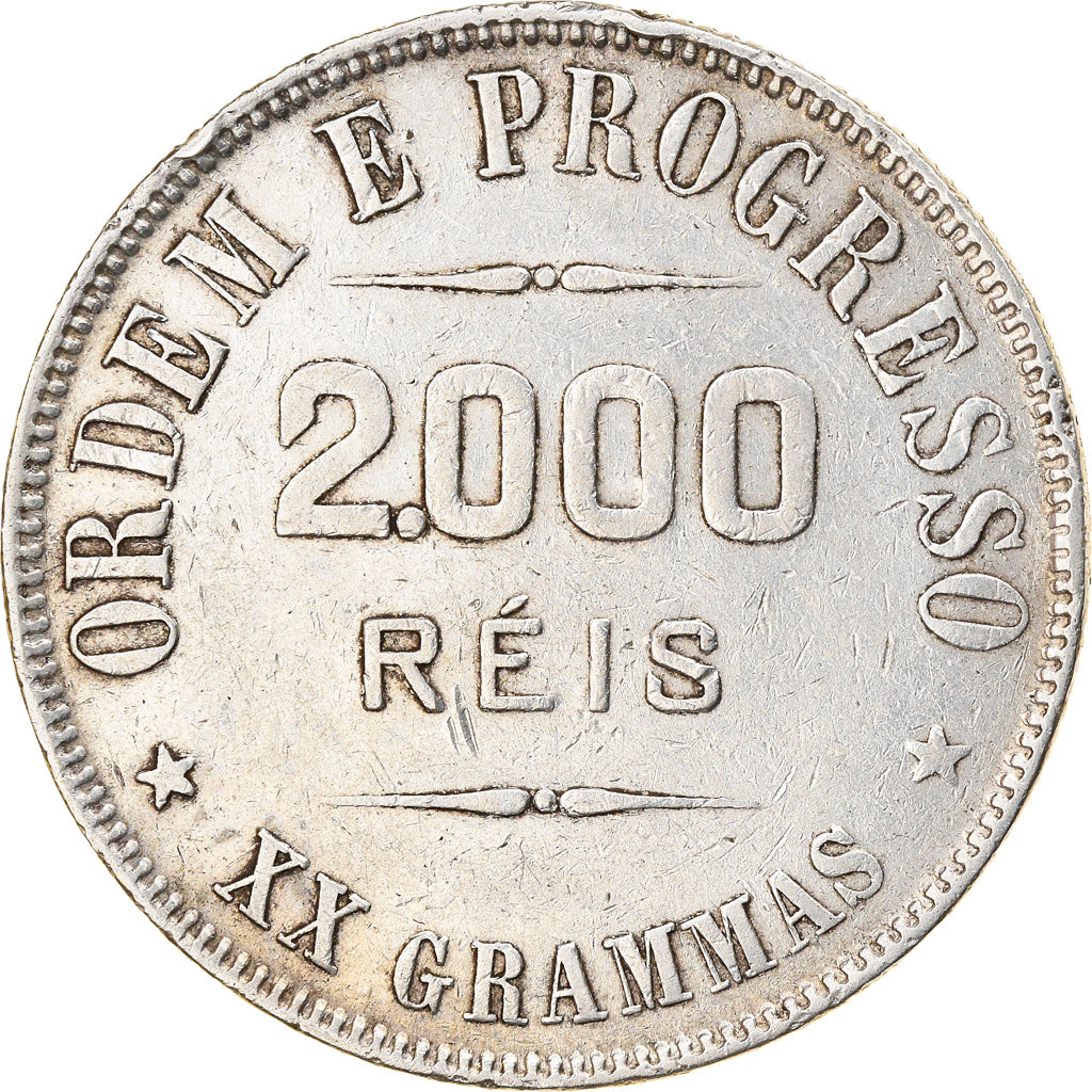 Coin, Brazil, 2000 Reis, 1907, EF(40-45), Silver, KM:508
