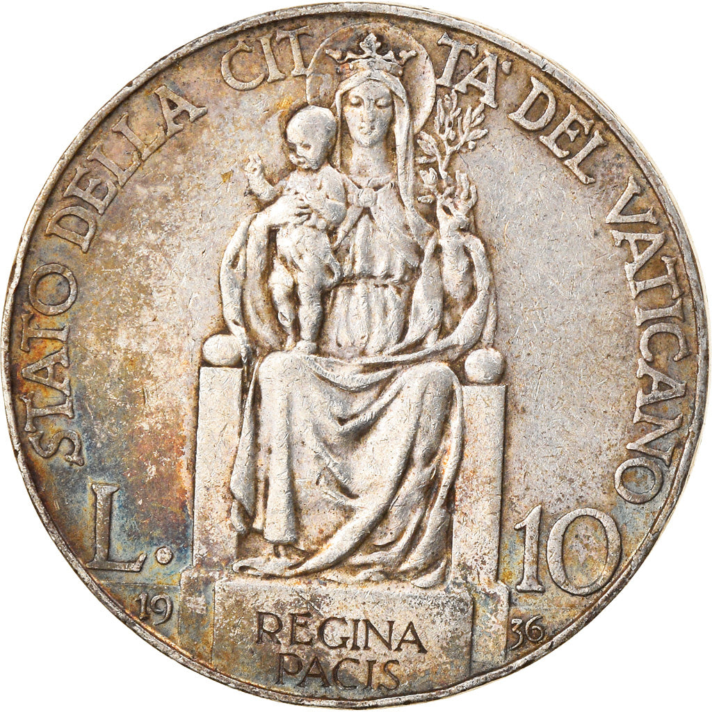Moneta, CITTÀ DEL VATICANO, Pius XI, 10 Lire, 1936, Roma, BB, Argento, KM:8