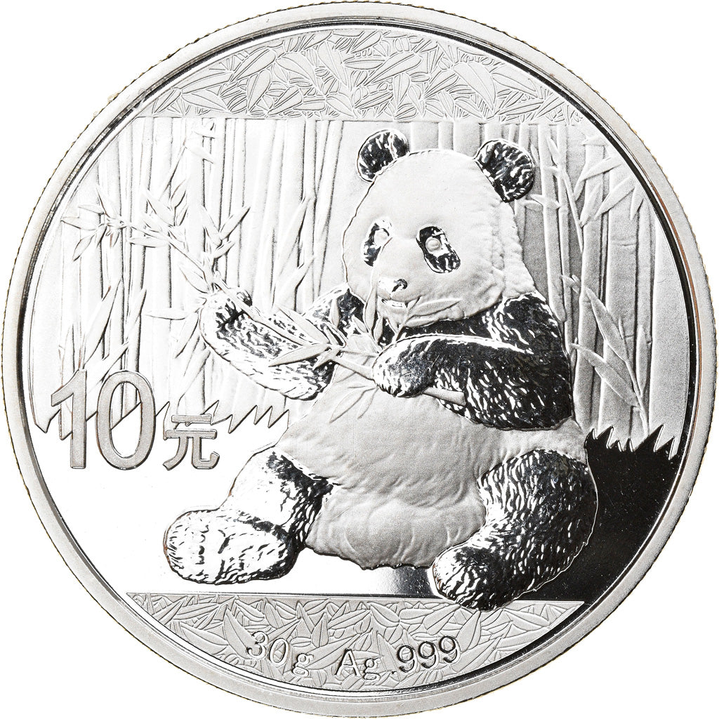 Coin, China, Panda, 10 Yüan, 2017, Bullion, MS(65-70), Silver