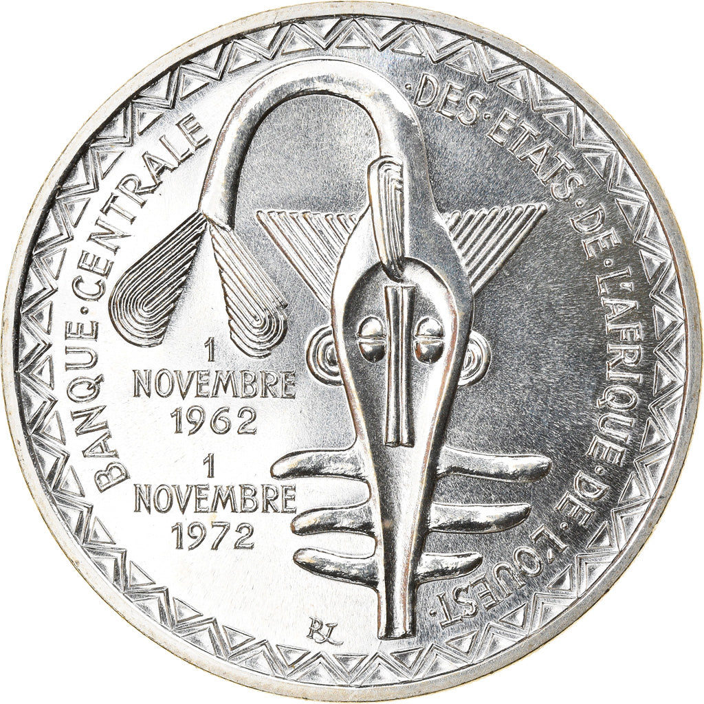 Coin, West African States, 500 Francs, 1972, MS(63), Silver, KM:7