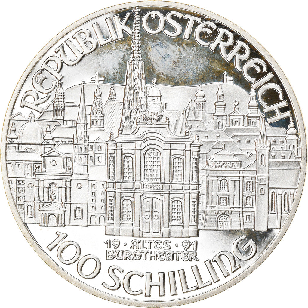 Coin, Austria, 100 Schilling, 1991, Salzburg, Proof, MS(65-70), Silver, KM:2998
