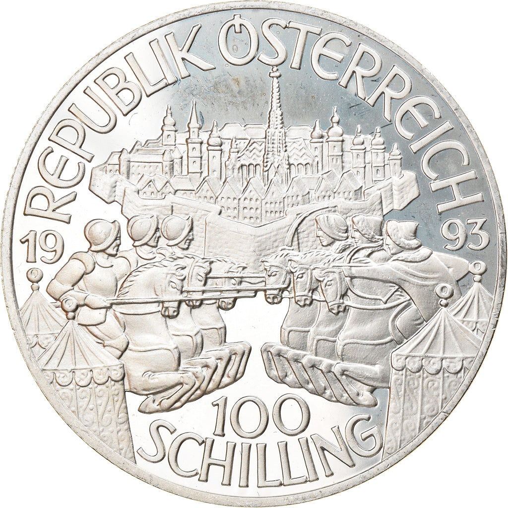 Coin, Austria, 100 Schilling, 1993, Proof, MS(65-70), Silver, KM:3009