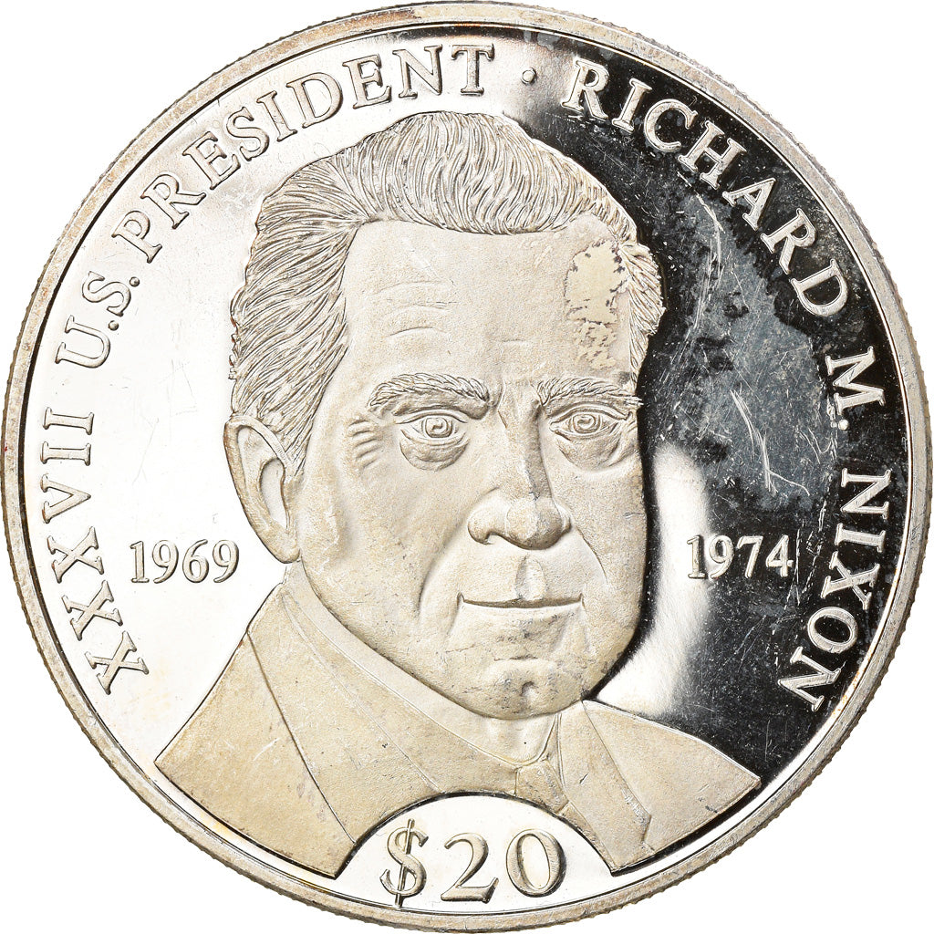 Moneda, Liberia, Richard Nixon, 20 Dollars, 2000, Proof, SC, Plata, KM:486
