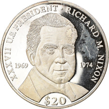 Moneda, Liberia, Richard Nixon, 20 Dollars, 2000, Proof, SC, Plata, KM:486