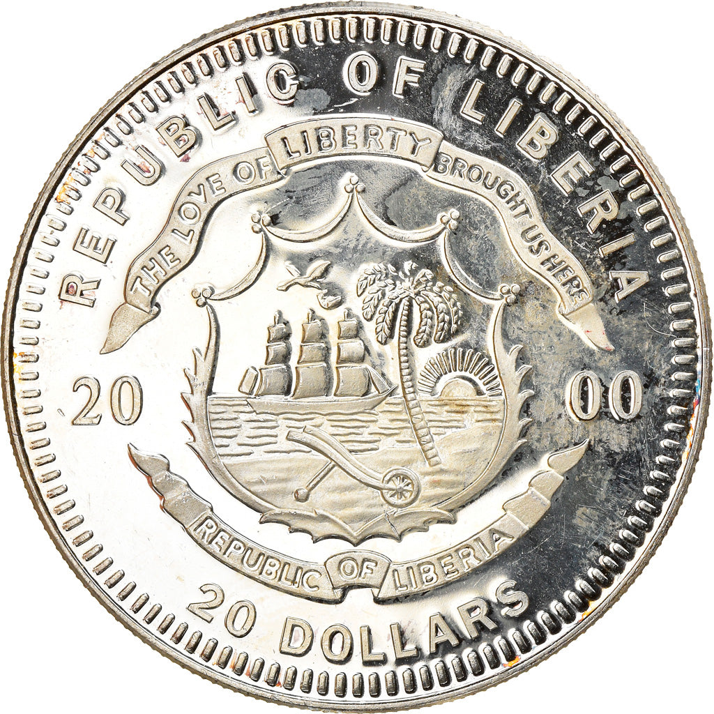 Moneda, Liberia, Richard Nixon, 20 Dollars, 2000, Proof, SC, Plata, KM:486
