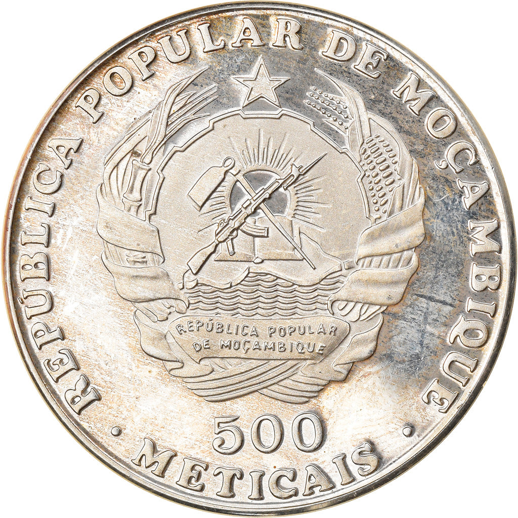 Coin, Mozambique, 500 Meticais, 1990, Proof, AU(55-58), Silver, KM:113