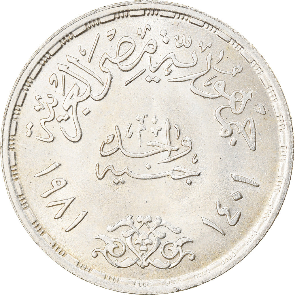 Moneda, Egipto, Pound, 1981, EBC, Plata, KM:523