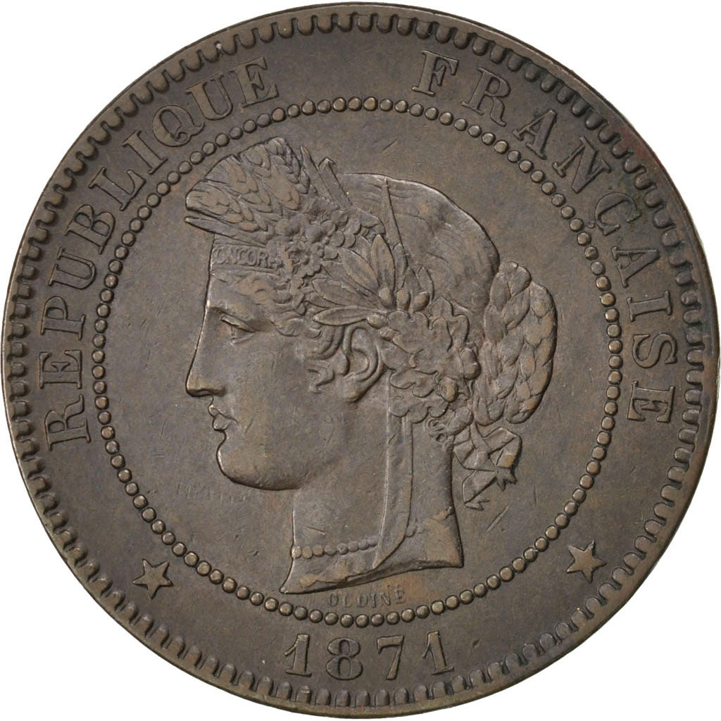 Gouvernement de Défense nationale, 10 Centimes Cérès 1871 K, KM 815.2