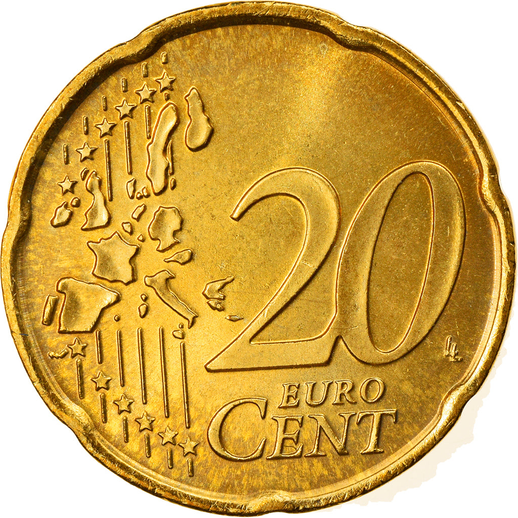 San Marino, 20 Euro Cent, 2002, Rome, MS(63), Brass, KM:444