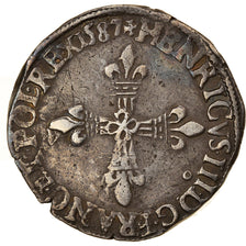 Moneta, Francia, Henri III, 1/4 d'écu à la croix de face, 1587, Rennes, BB