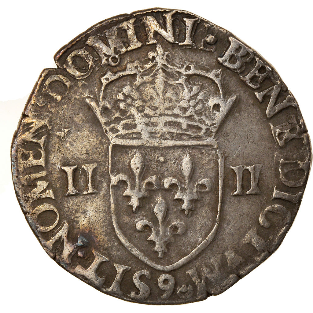 Munten, Frankrijk, Henri III, 1/4 d'écu à la croix de face, 1587, Rennes, ZF