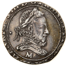 Moneda, Francia, Henri III, Franc au Col Fraisé, 1583, Toulouse, MBC+, Plata