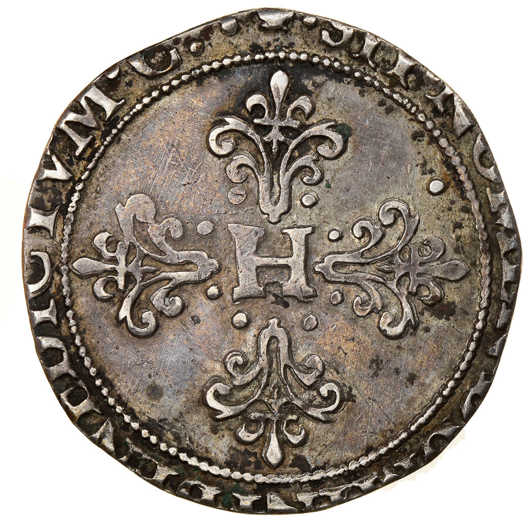 Moneta, Francja, Henri III, Franc au Col Fraisé, 1583, Toulouse, AU(50-53)